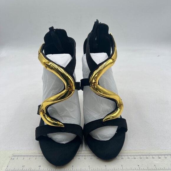 FSJ Gold S Open Toe Stylish Sandals Ankle Strap Crystal Heels Wedding Party Shoe - Picture 3 of 8